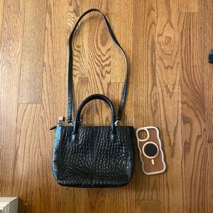 Vintage Fossil Black Crocodile-Embossed Bag